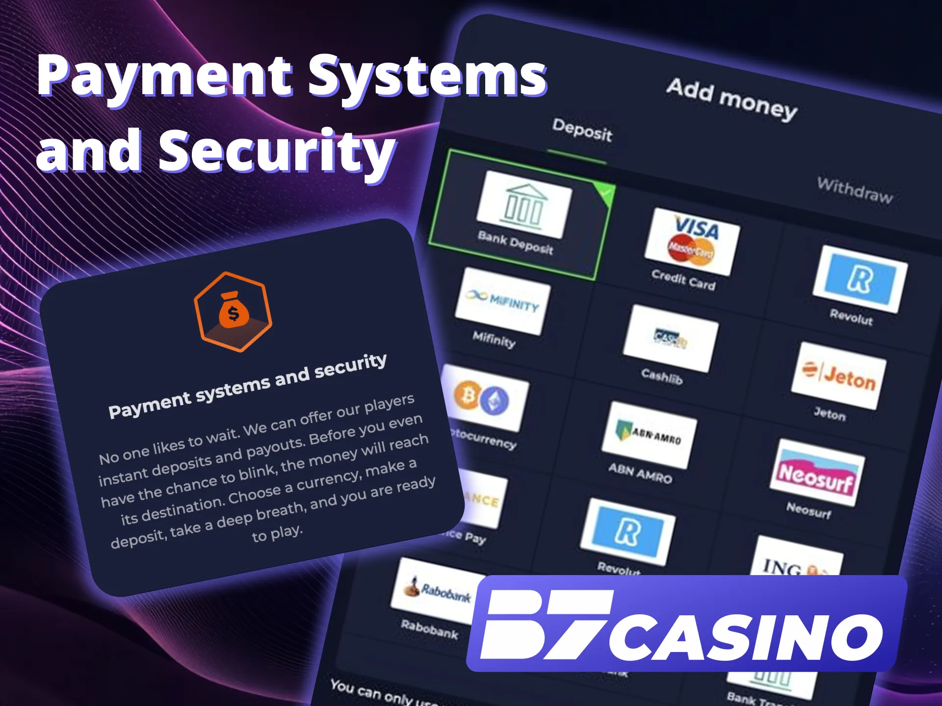 Enjoy fast secure payments at B7 Casino.