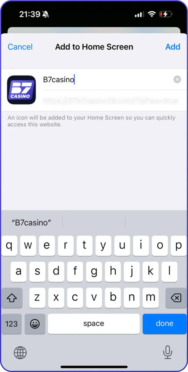 Add B7 Casino to your screen and win.