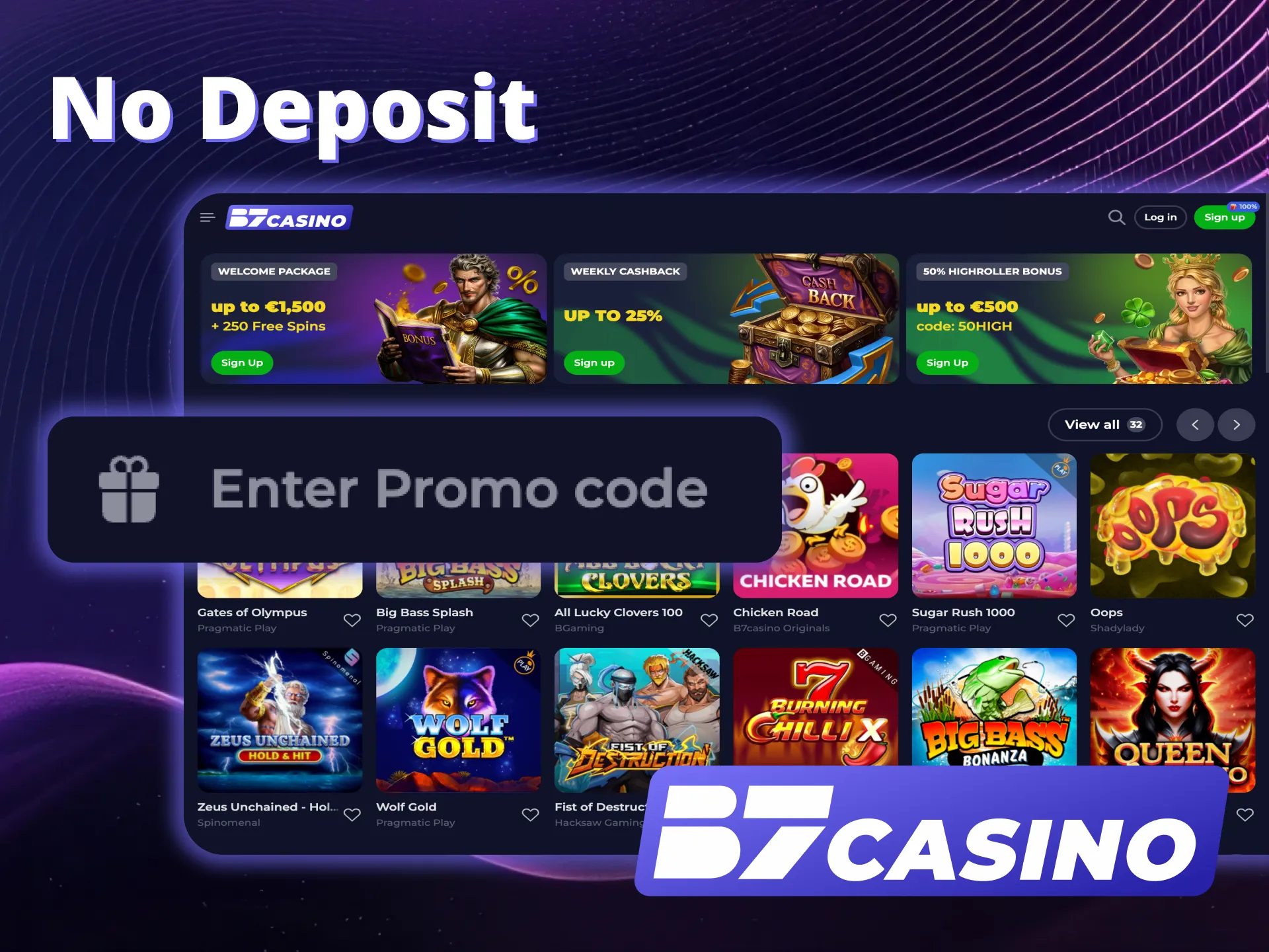 Get B7 Casino bonus with no deposit now.
