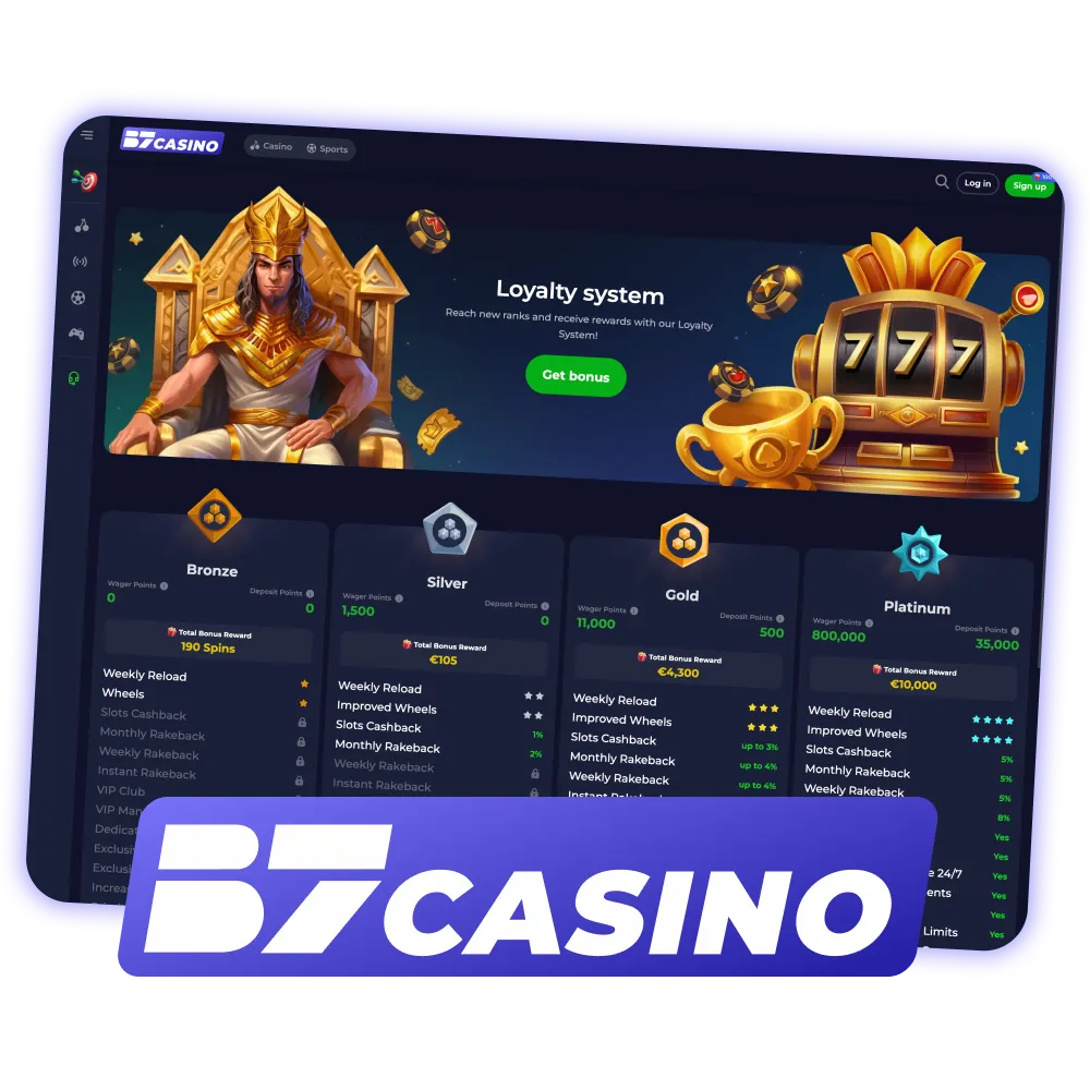 Earn more with B7 Casino loyalty program.