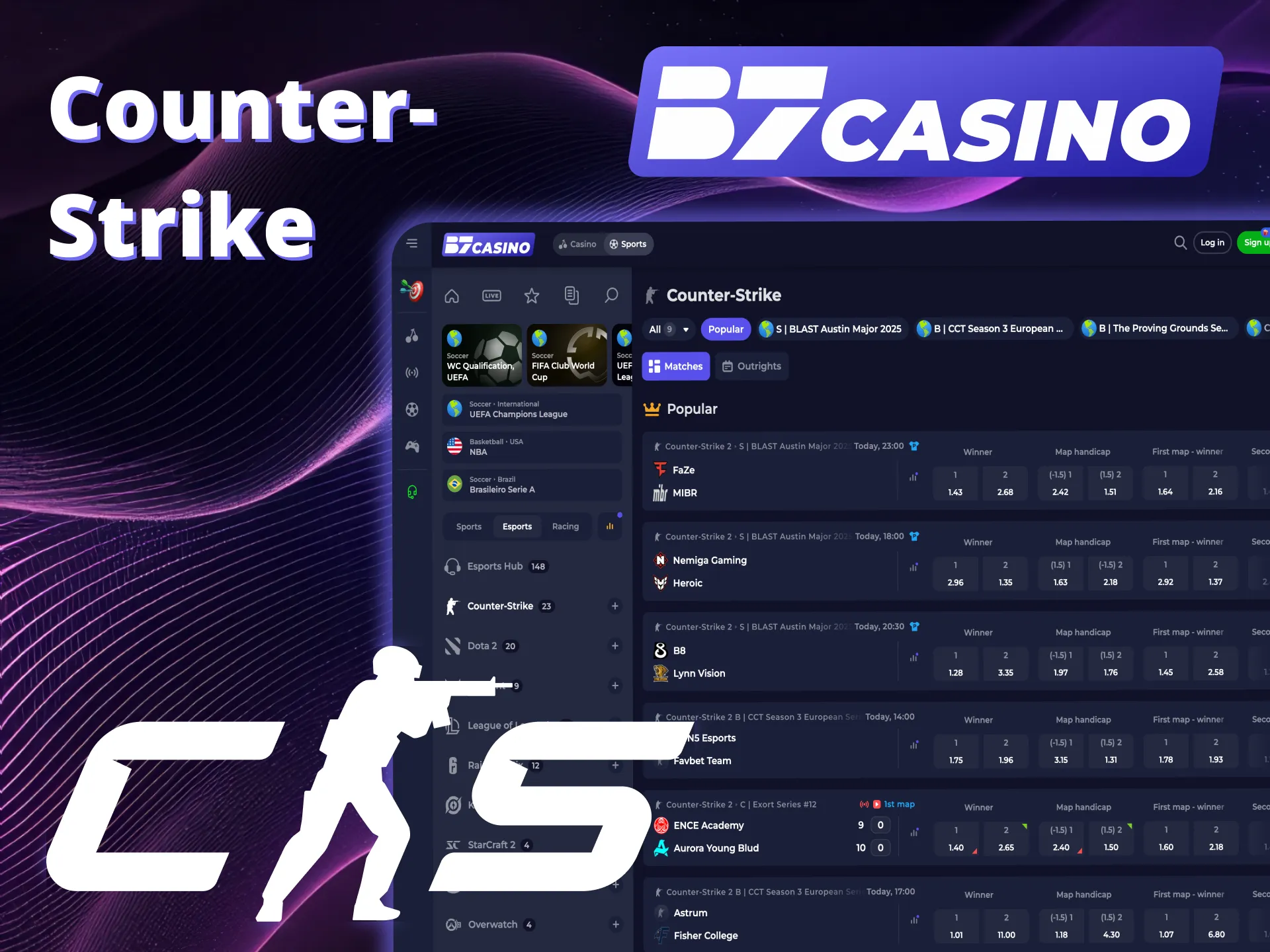 Counter-Strike bets pay fast at B7 Casino.