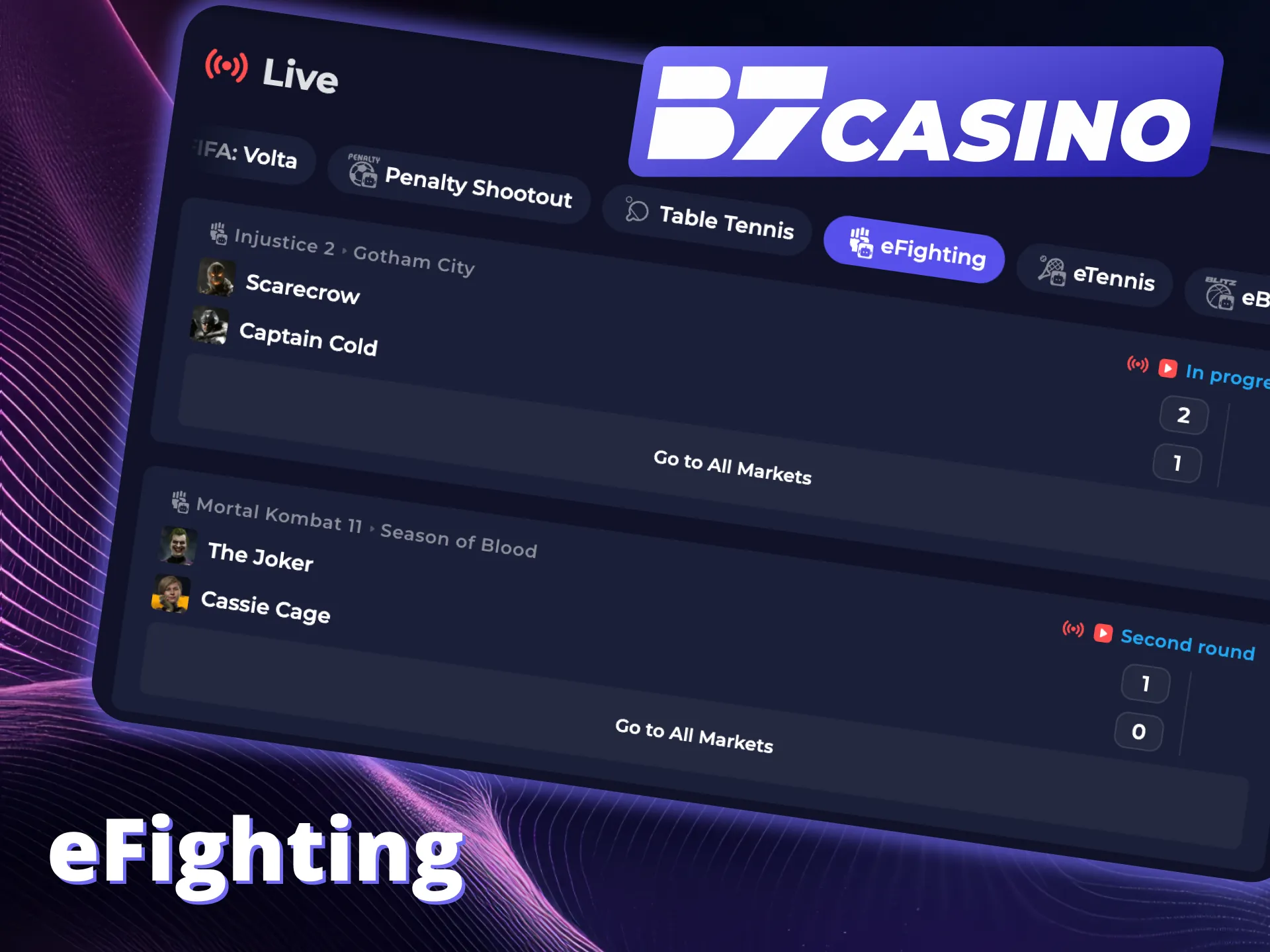 Win quick rounds in eFighting B7 Casino.