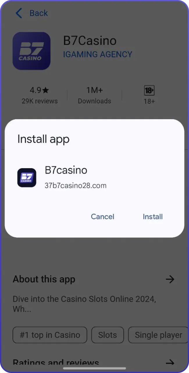 Install B7 Casino and start winning instantly.