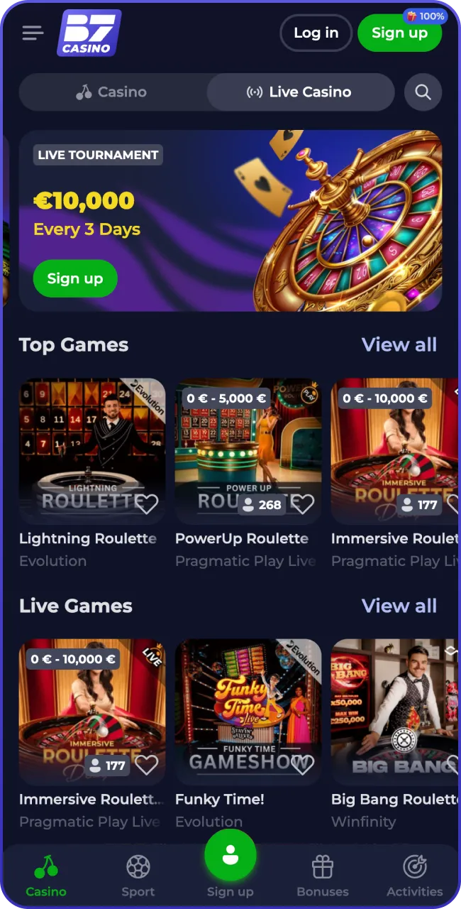 Play and win now in the B7 Casino app.