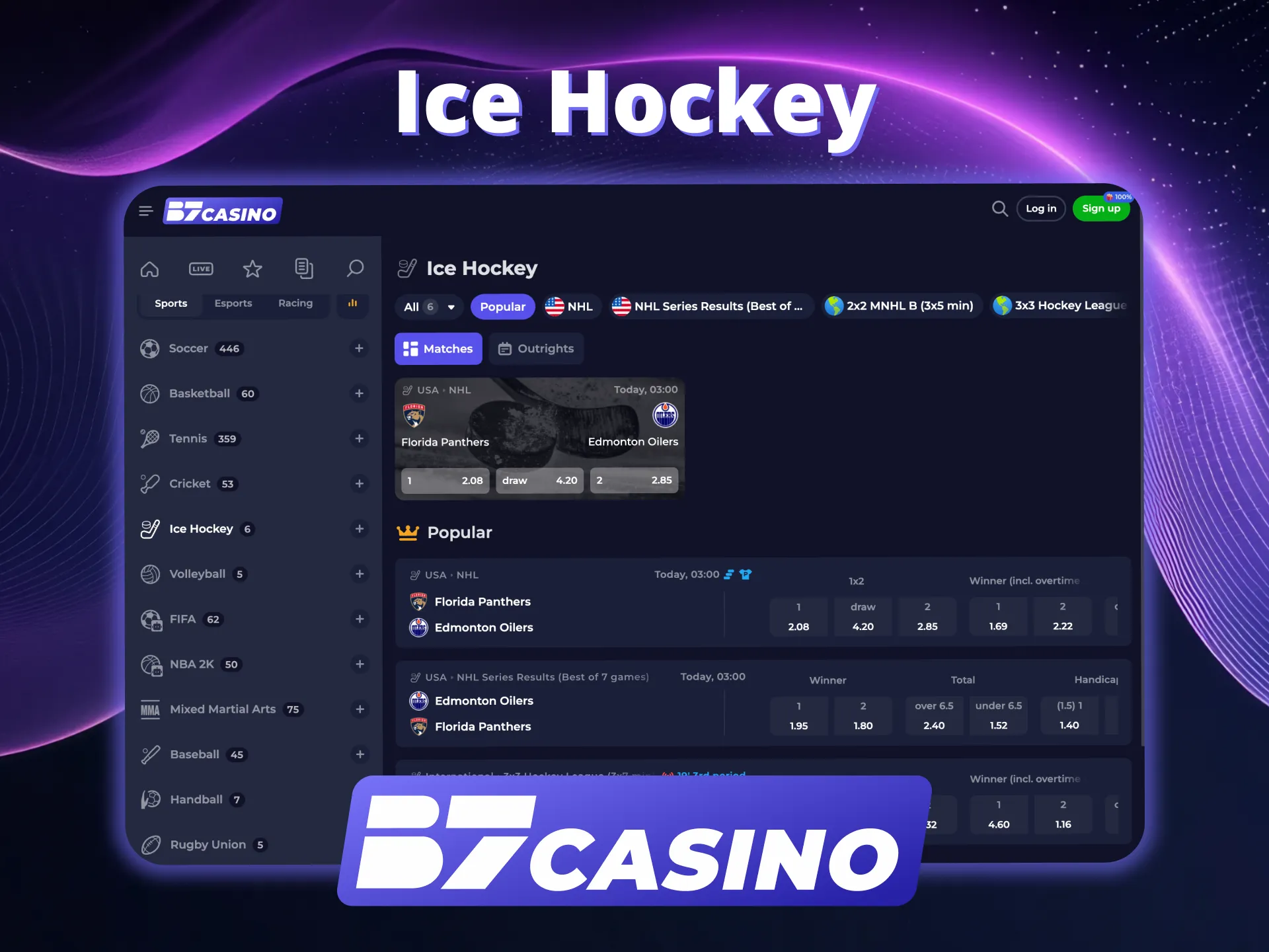 Ice Hockey wins start now at B7 Casino.