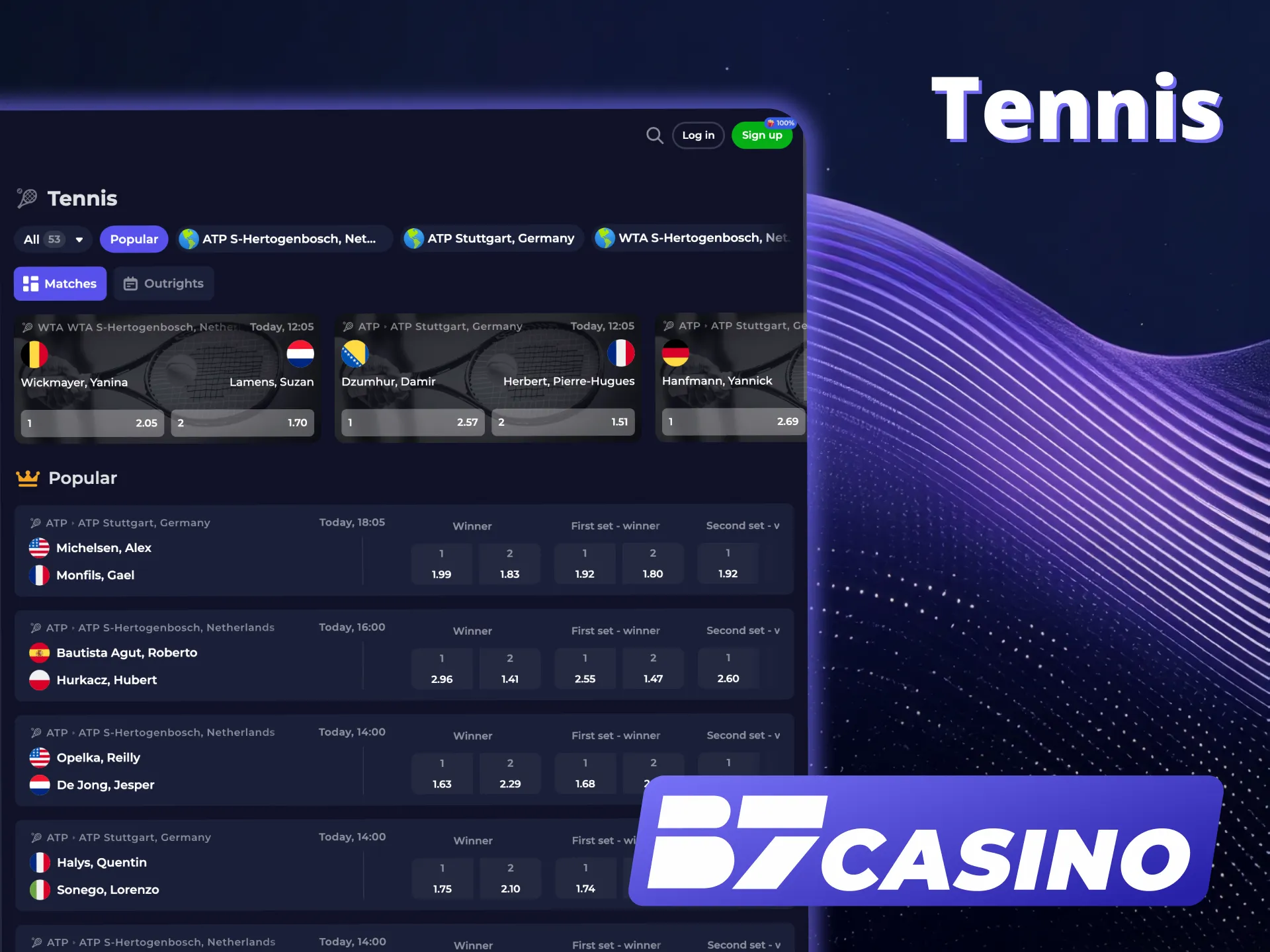Smash Tennis odds now at B7 Casino.