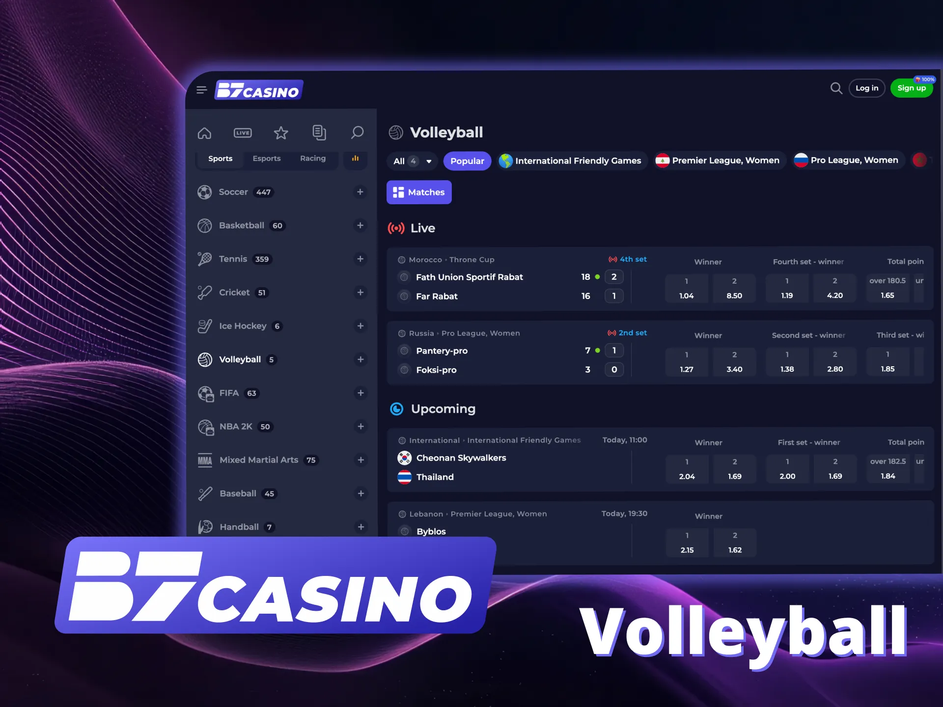 Bet on Volleyball and win B7 Casino cash.