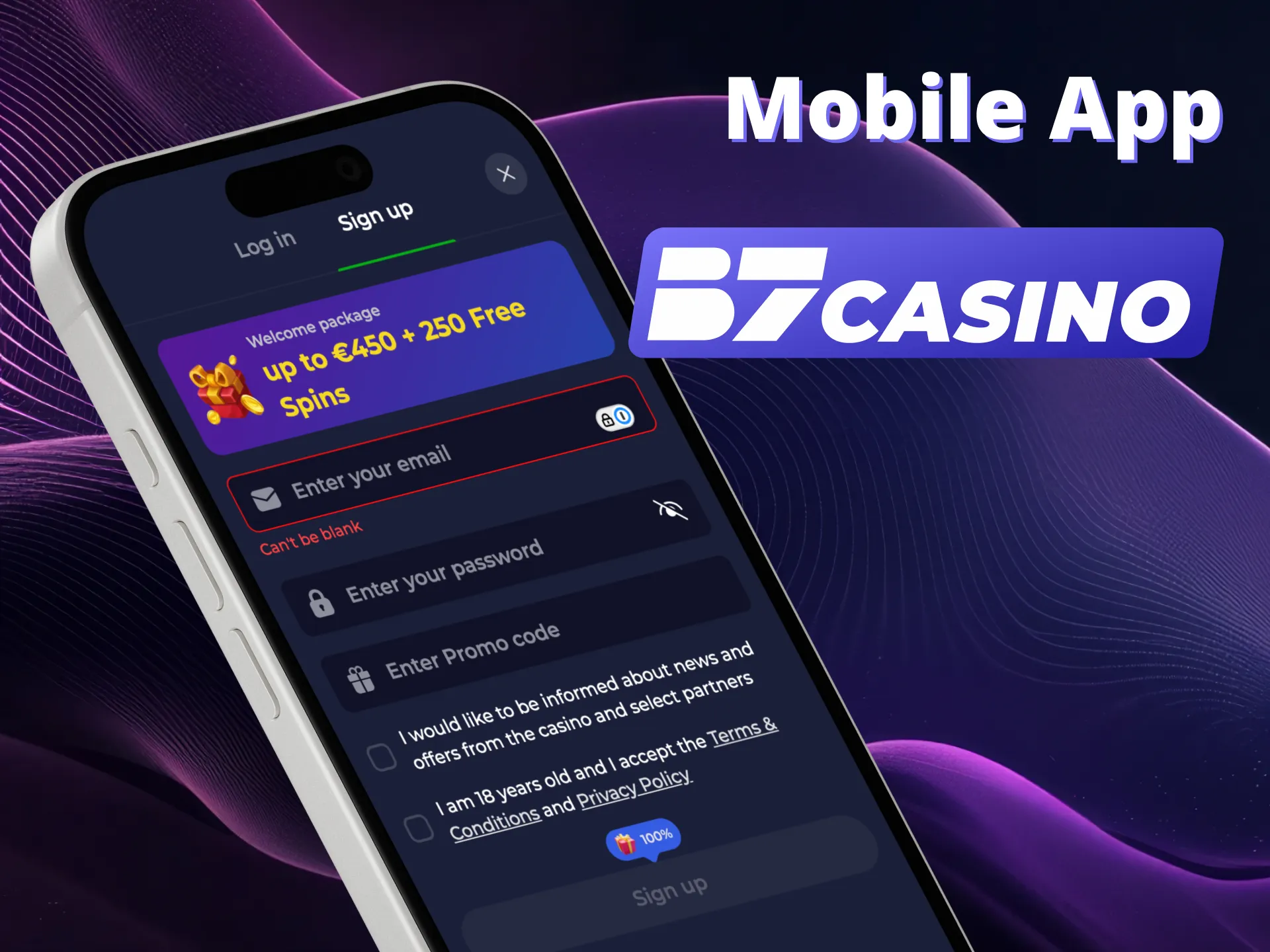 Register via app and win at B7 Casino.