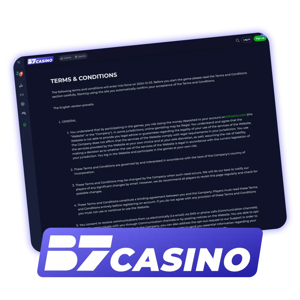 Know the terms and play B7 Casino.