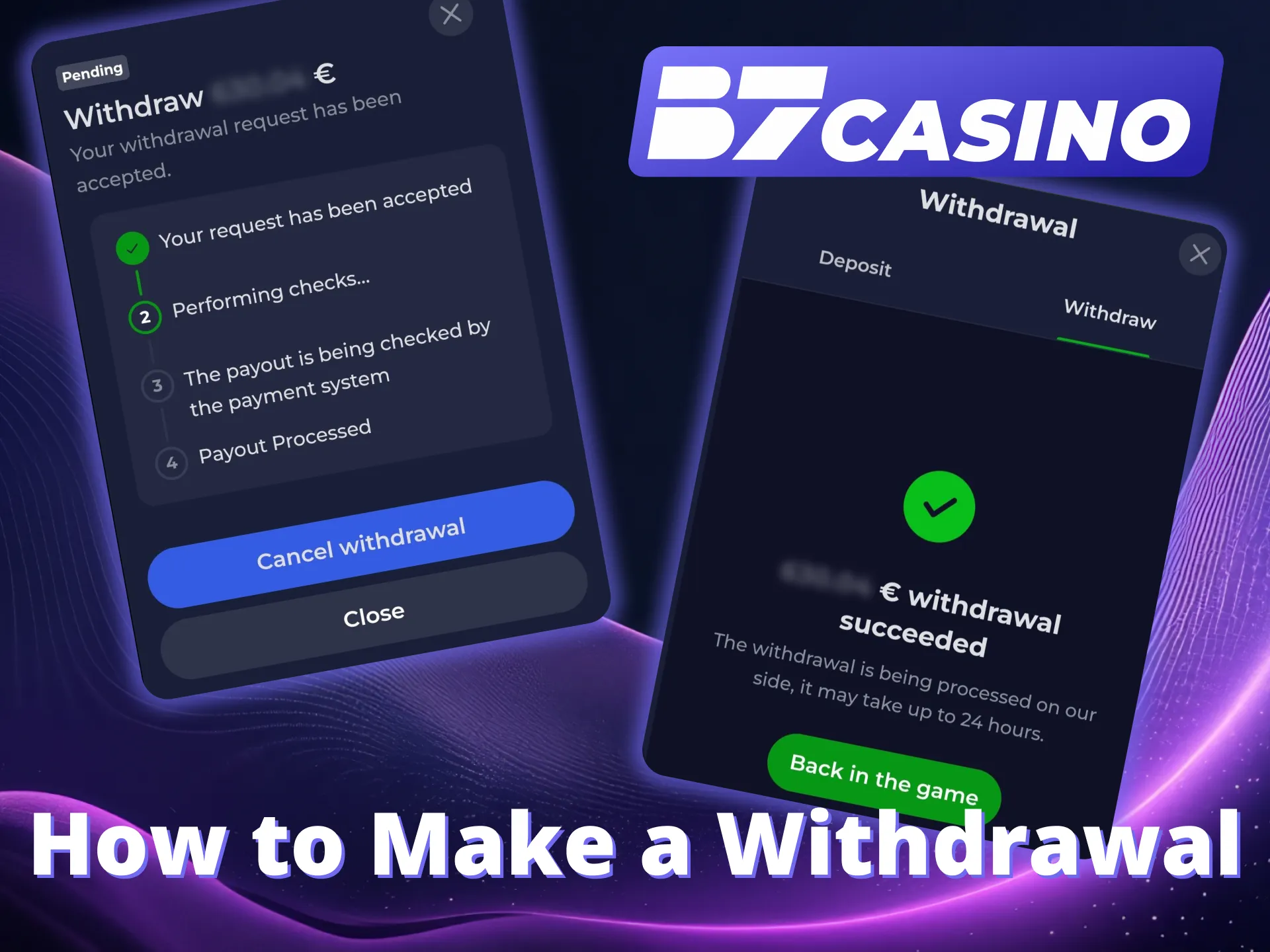 Withdraw winnings fast from B7 Casino.